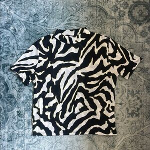 Zara Black and White Abstract Print Top